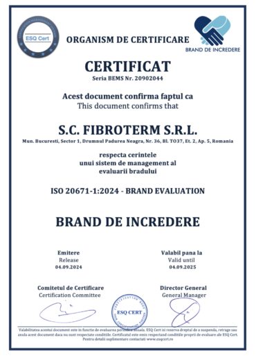 Certificat de calitate ce confirma faptul ca Fibroterm detine certificarile Sistem de Management conform cerintelor standard. Izolații din fibră de celuloză Izolații ecologice din celuloză Izolații naturale cu celuloză Soluții de izolare cu celuloză Izolații termice pe bază de celuloză Izolații eficiente cu celuloză Izolații cu materiale din celuloză Izolații ecologice cu fibră de celuloză Izolații de casă cu celuloză Izolații durabile din celuloză, aplicatie prin injectare, Passive House, NZEB, nzeb Brand de incredere pentru produse de termoizolatii cu fibre de celuloza